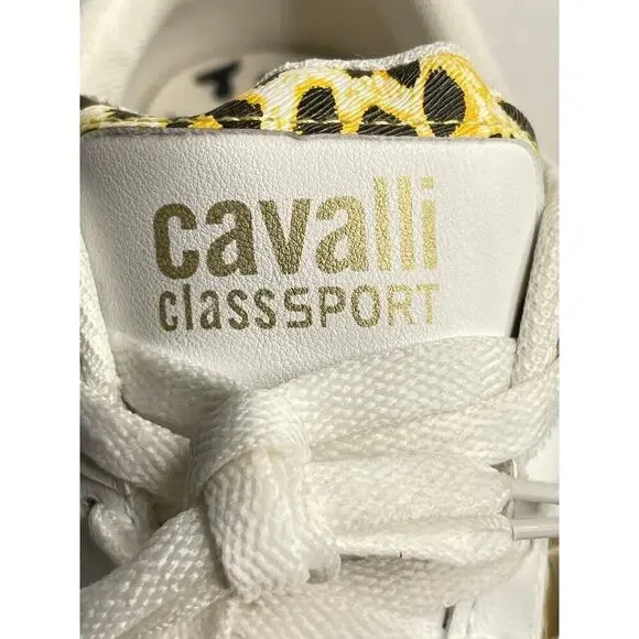 Cavalli class womens Chunky sneakers size 39 white/gold/leopard New - Picture 7 of 9